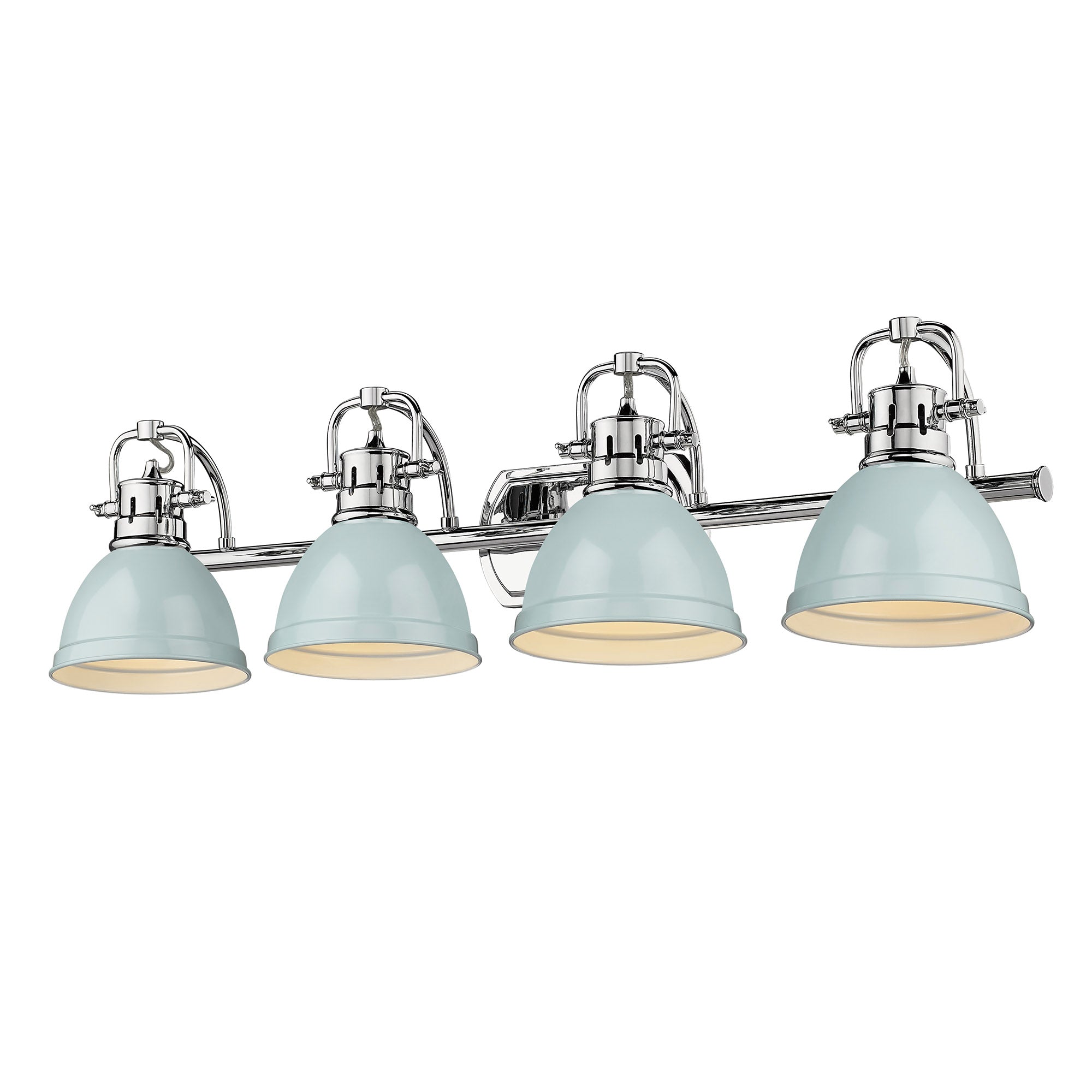 Duncan 4 Light Bath Vanity - Chrome / Seafoam Shades - Golden Lighting