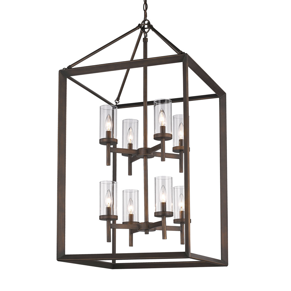 Smyth 8 Light Pendant (Gunmetal Bronze & Clear Glass) -  - Golden Lighting