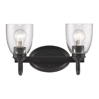 Parrish 2 Light Bath Vanity - Matte Black / Seeded Glass - Golden Lighting