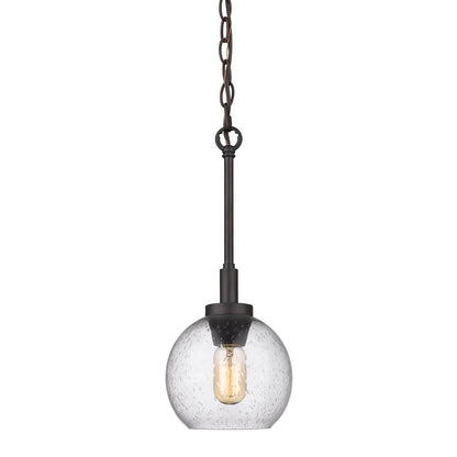 Galveston Mini Pendant - Rubbed Bronze / Seeded Glass - Golden Lighting