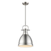 Duncan Small Pendant with Rod - Pewter / Pewter Shade - Golden Lighting
