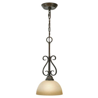 Riverton Mini Pendant - Peppercorn / Linen Swirl Glass - Golden Lighting