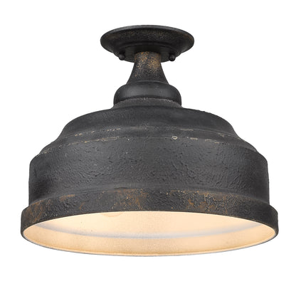 Keating Semi-Flush - Antique Black Iron - Golden Lighting