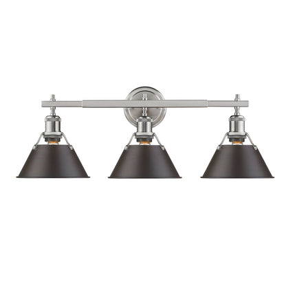 Orwell 3 Light Bath Vanity - Pewter / Rubbed Bronze Shades - Golden Lighting