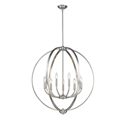 Colson 9 Light Chandelier - Pewter / No Shade - Golden Lighting