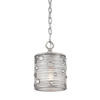 Joia Mini Pendant - Peruvian Silver / Sterling Mist Shade - Golden Lighting