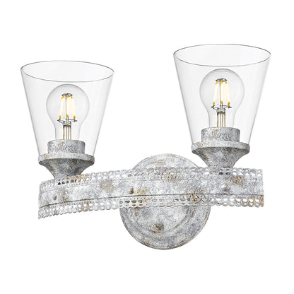 Ferris 2 Light Bath Vanity - Closeout - Oyster / Clear Glass - Golden Lighting