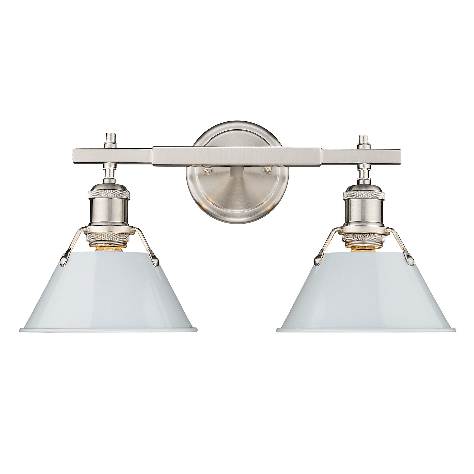 Orwell 2 Light Bath Vanity - Pewter / Dusky Blue Shades - Golden Lighting