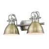 Duncan 2 Light Bath Vanity - Pewter / Aged Brass Shades - Golden Lighting