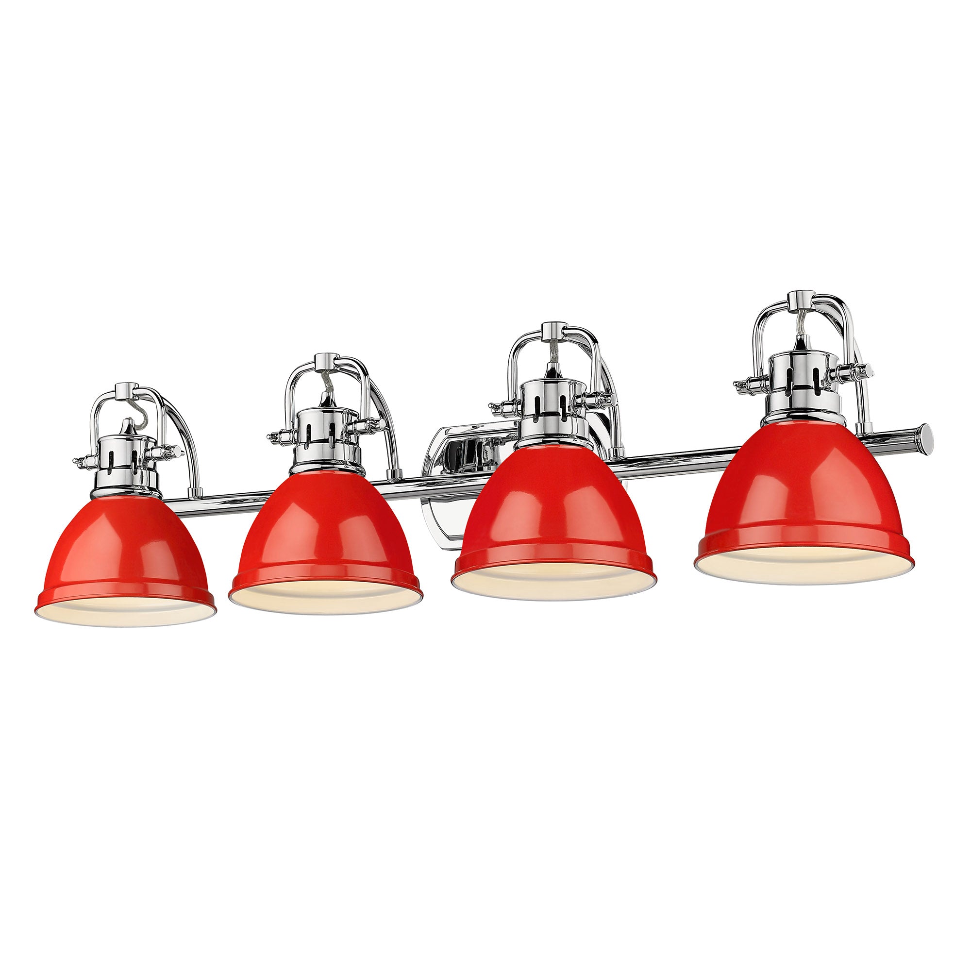 Duncan 4 Light Bath Vanity - Chrome / Red Shades - Golden Lighting