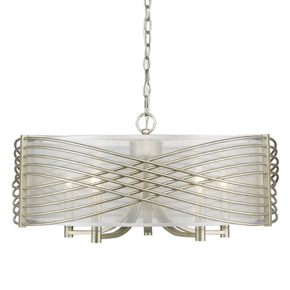 Zara 5 Light Chandelier - White Gold / Sheer Opal Shade - Golden Lighting