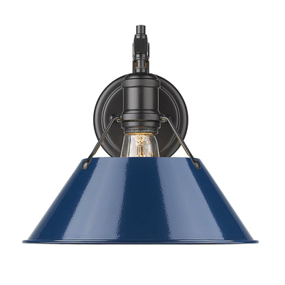 Orwell 1 Light Wall Sconce - Matte Black / Matte Navy Shade - Golden Lighting