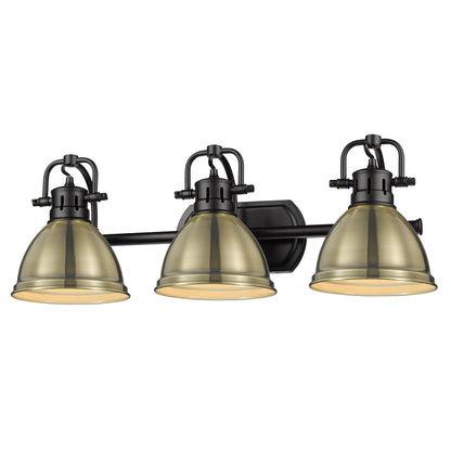 Duncan 3 Light Bath Vanity - Matte Black / Aged Brass - Golden Lighting