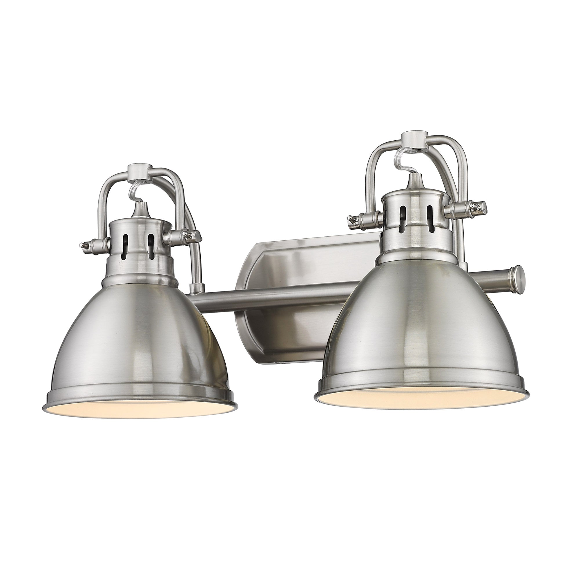 Duncan 2 Light Bath Vanity - Pewter / Pewter Shades - Golden Lighting