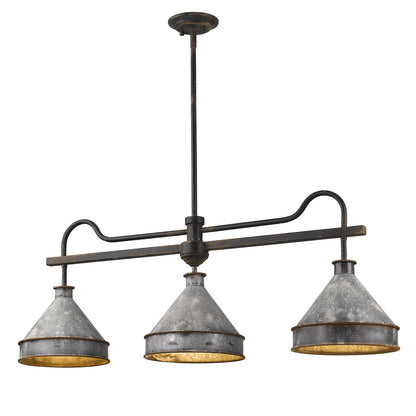 Jasper Linear Pendant - Antique Black Iron / Galvanized Steel - Golden Lighting