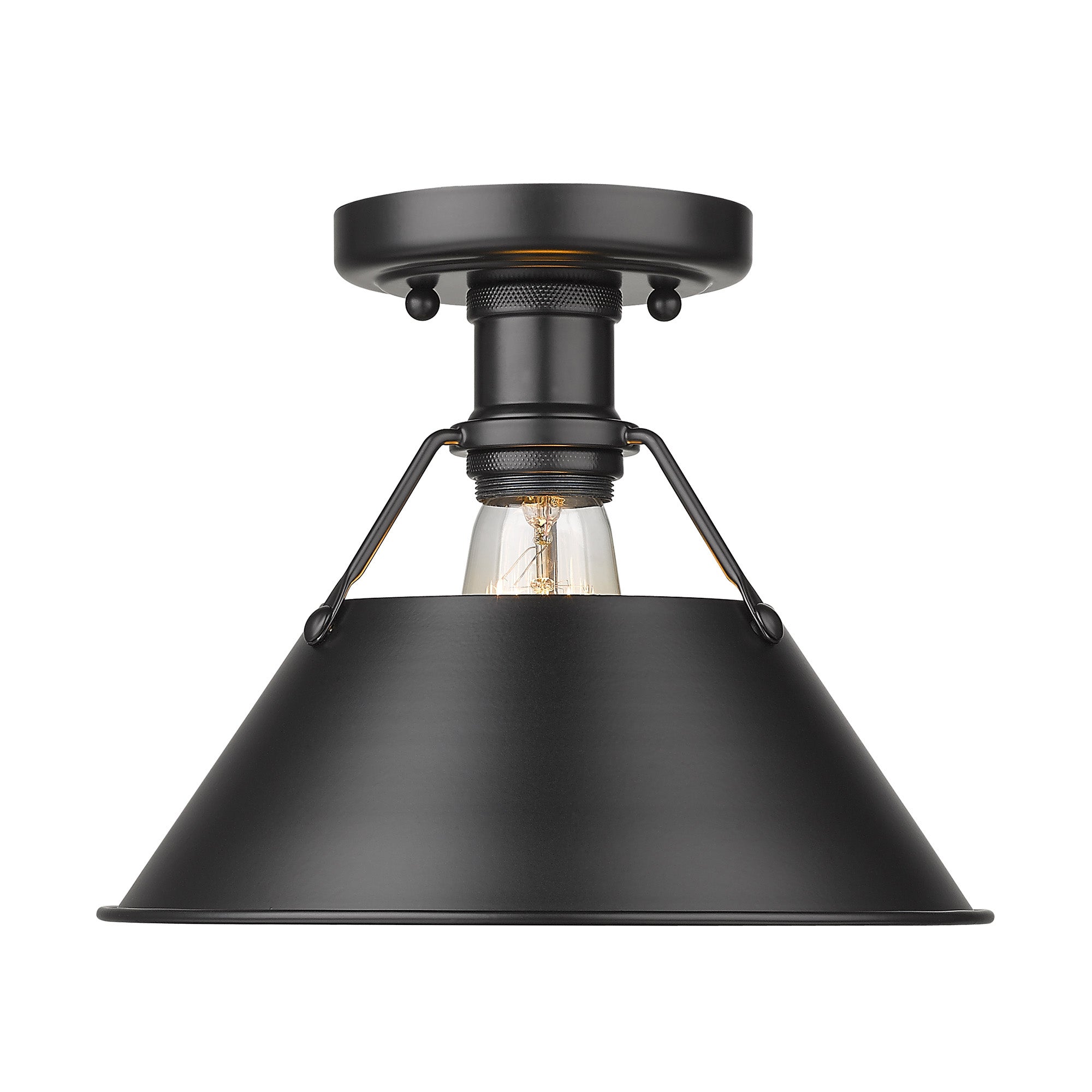 Orwell Flush Mount - Matte Black / Matte Black Shade - Golden Lighting