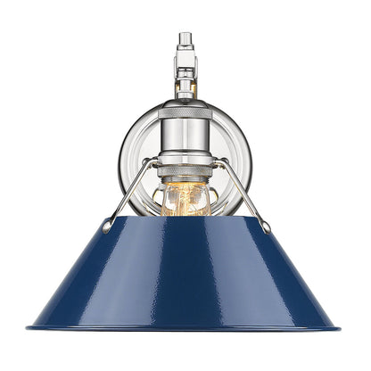 Orwell 1 Light Wall Sconce - Chrome / Matte Navy Shade - Golden Lighting