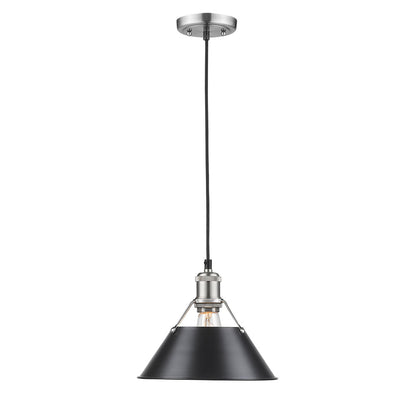 Orwell Medium Pendant - 10" - Pewter / Matte Black Shade - Golden Lighting