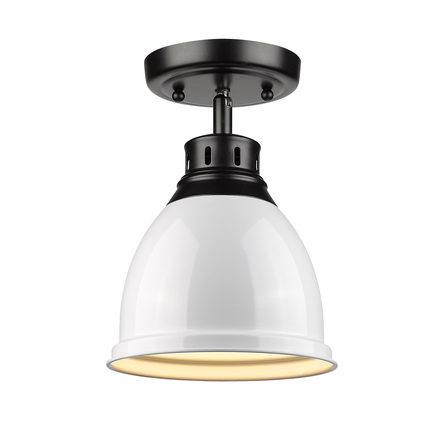 Duncan Flush Mount - Matte Black / White Shade - Golden Lighting