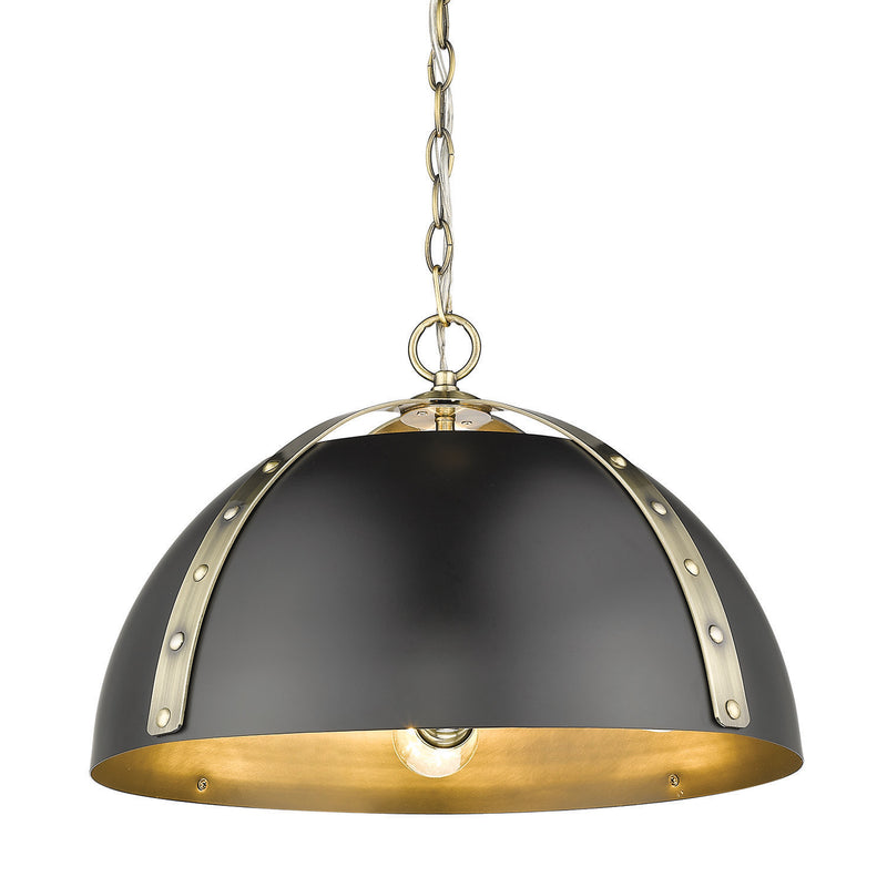 Aldrich 3 Light Pendant - Aged Brass / Matte Black - Golden Lighting