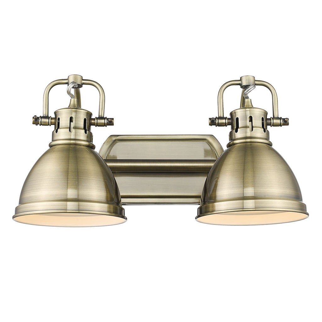 Duncan 2 Light Bath Vanity - Aged Brass / Aged Brass Shades - Golden Lighting