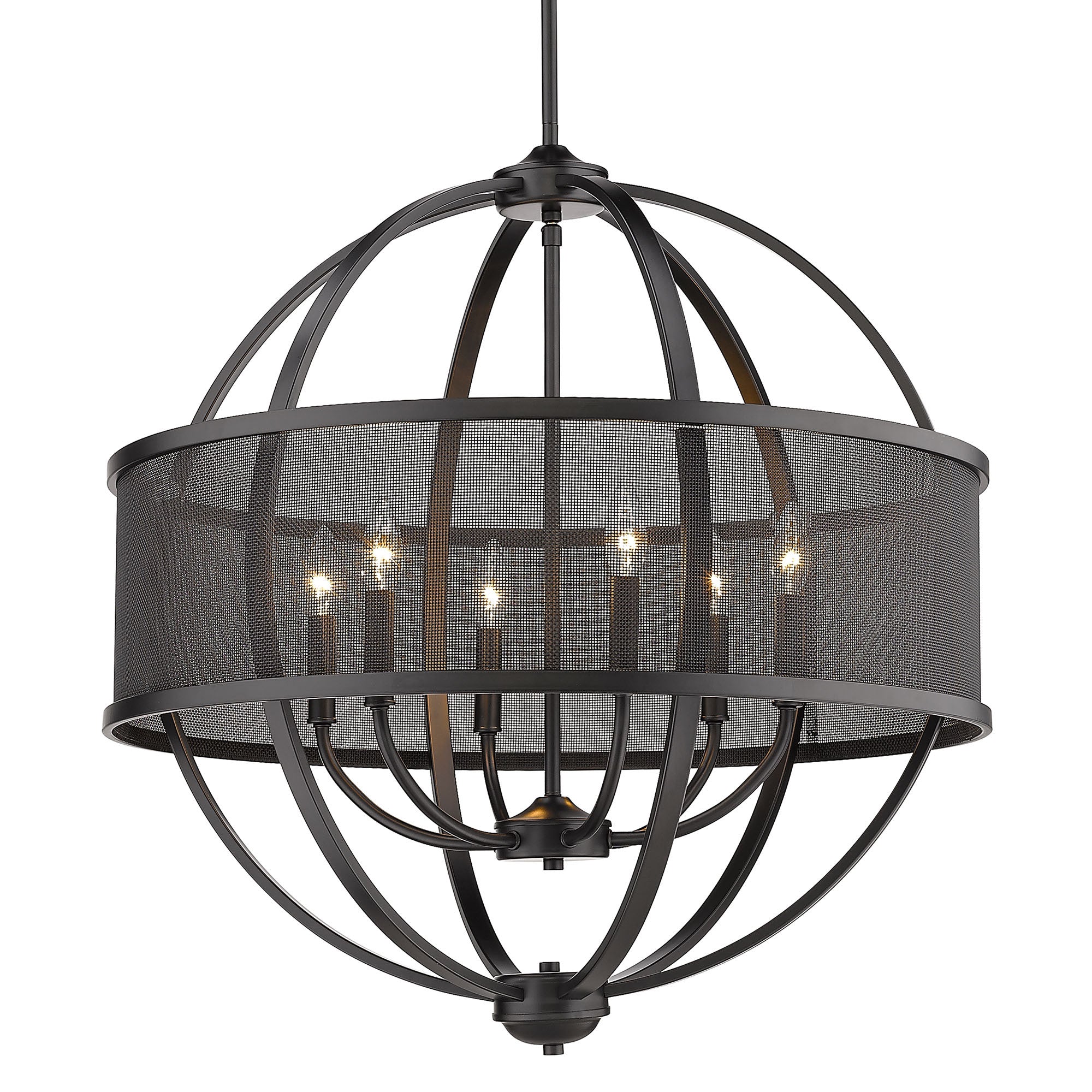 Colson 6 Light Chandelier - Matte Black / Matte Black Shade - Golden Lighting