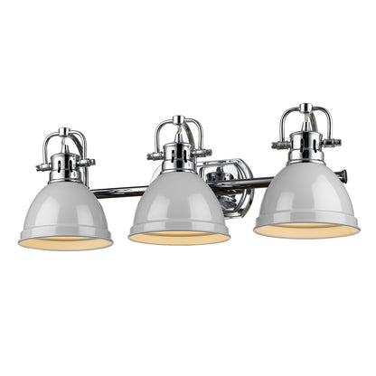 Duncan 3 Light Bath Vanity - Chrome / Gray Shade - Golden Lighting