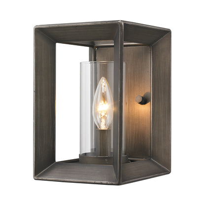 Smyth 1 Light Wall Sconce (Gunmetal Bronze & Clear Glass) -  - Golden Lighting