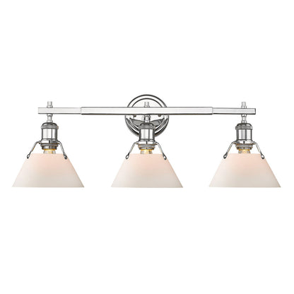 Orwell 3 Light Bath Vanity - Chrome / Opal Glass Shades - Golden Lighting