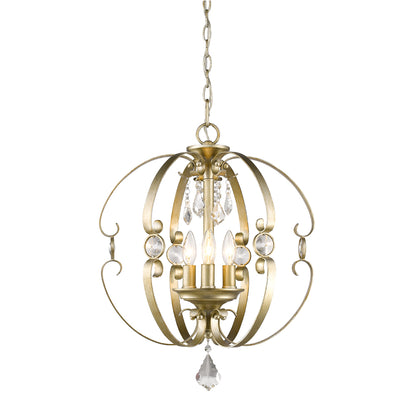 Ella 3 Light Pendant - White Gold - Golden Lighting