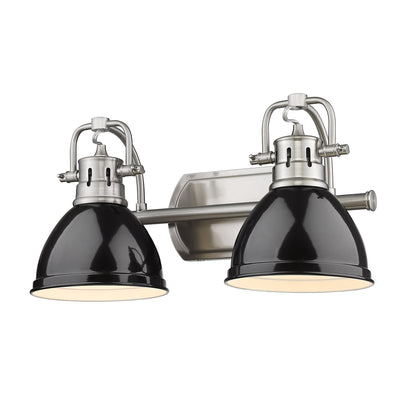 Duncan 2 Light Bath Vanity - Pewter / Black Shades - Golden Lighting