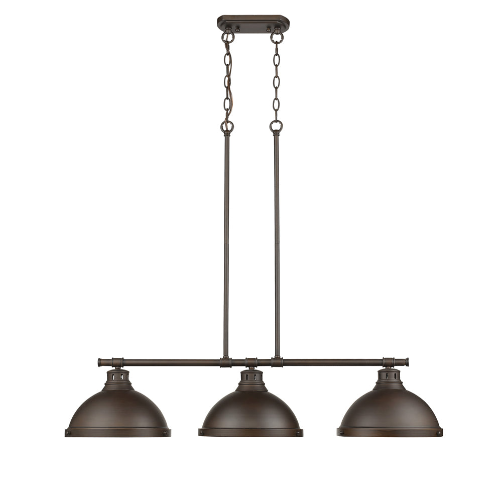 Duncan 3 Light Linear Pendant - Rubbed Bronze / Rubbed Bronze Shades - Golden Lighting