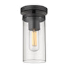 Winslett Semi-Flush - Matte Black / Ribbed Clear Glass - Golden Lighting