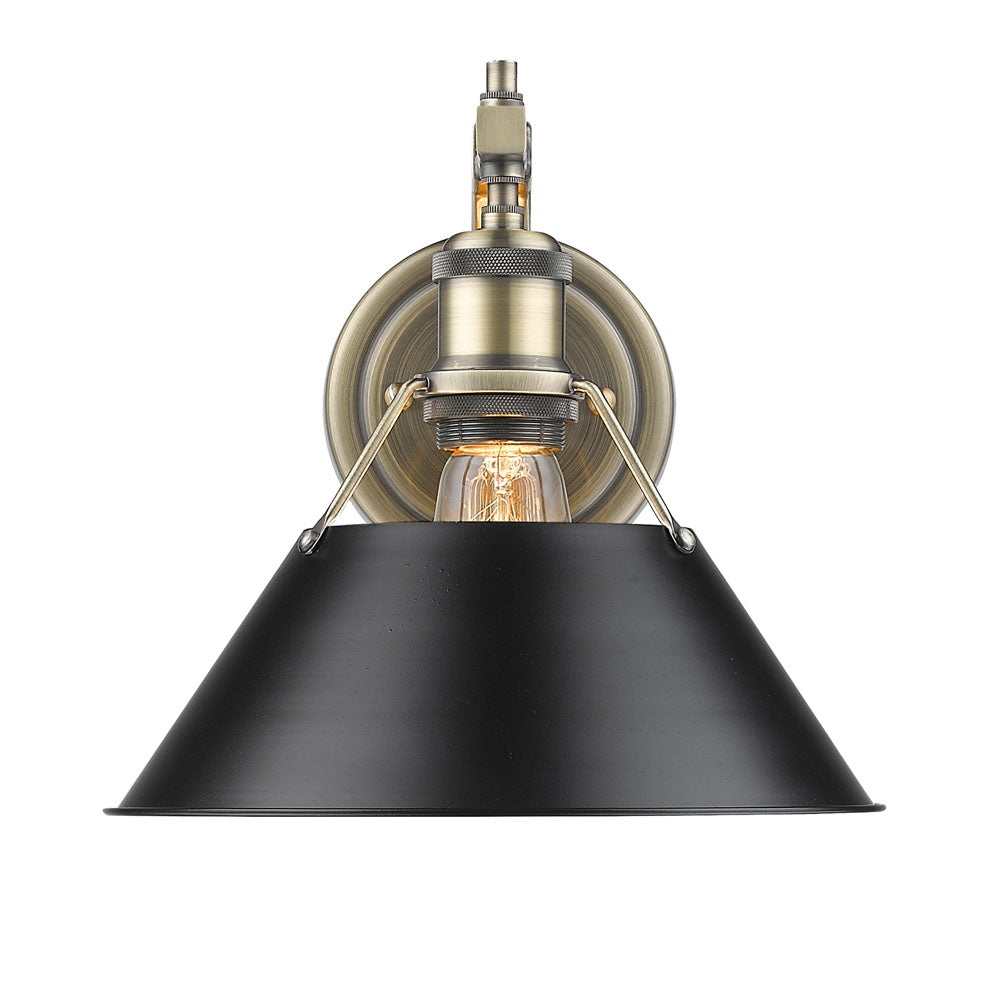 Orwell 1 Light Wall Sconce - Aged Brass / Black Shade - Golden Lighting