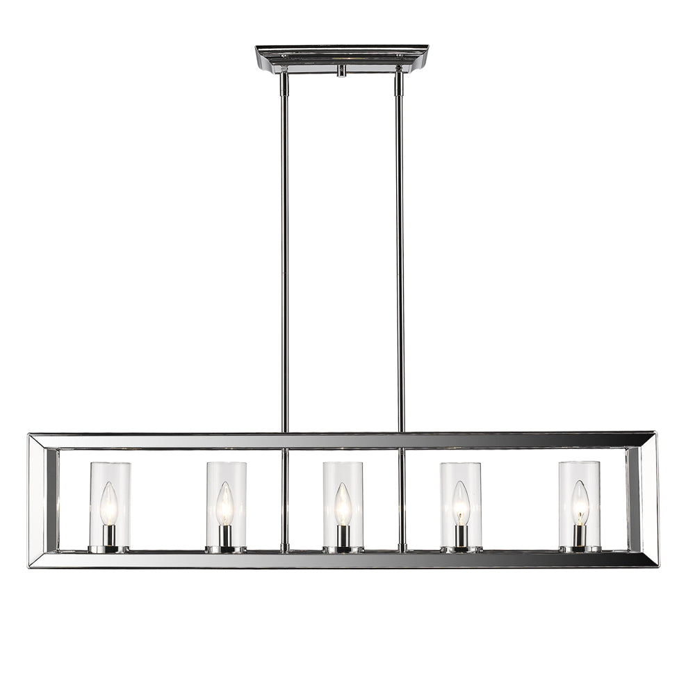 Smyth 5 Light Linear Pendant (Chrome & Clear Glass) - Chrome / Clear Glass - Golden Lighting