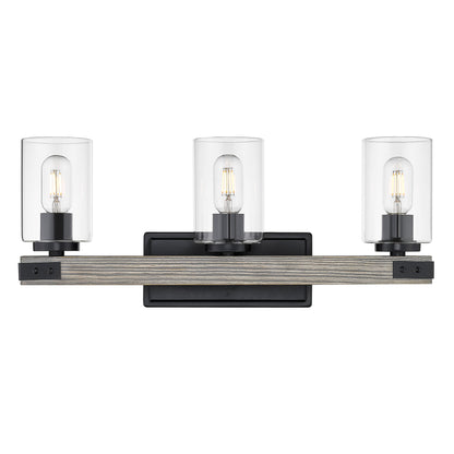 Lowell 3 Light Bath Vanity - Matte Black / Clear Glass - Golden Lighting