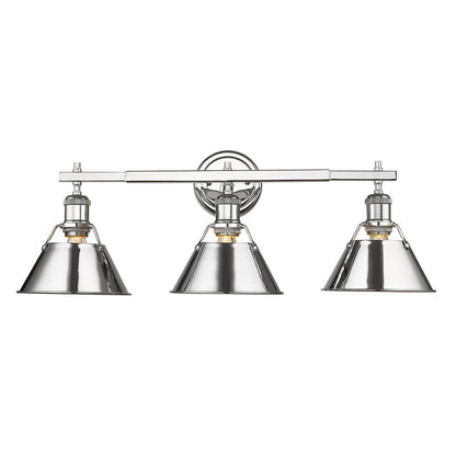 Orwell 3 Light Bath Vanity - Chrome / Chrome Shades - Golden Lighting