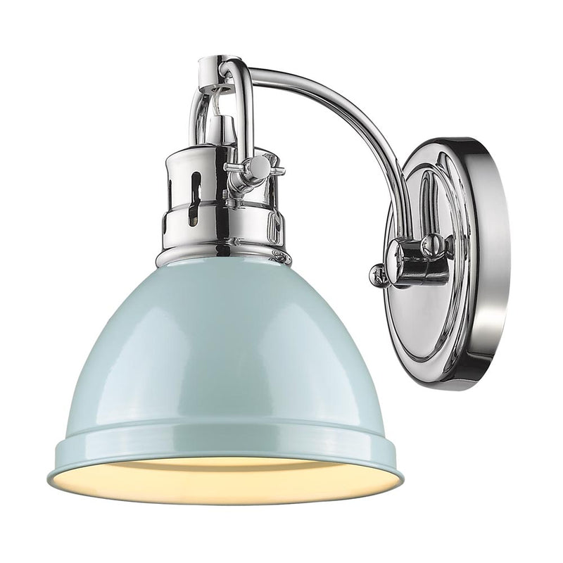 Duncan 1 Light Bath Vanity - Chrome / Seafoam Shade - Golden Lighting
