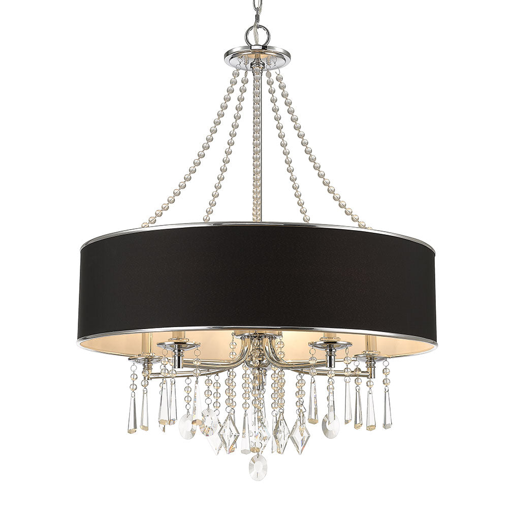 Echelon 5 Light Chandelier - Chrome / Tuxedo Shade - Golden Lighting