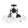 Axel Semi-Flush - Matte Black / Seeded Glass Globe Shades - Golden Lighting