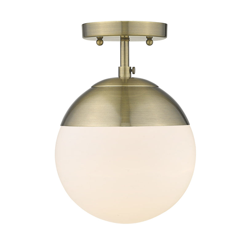 Dixon Semi-Flush - Aged Brass / Opal Glass / Aged Brass - Golden Lighting