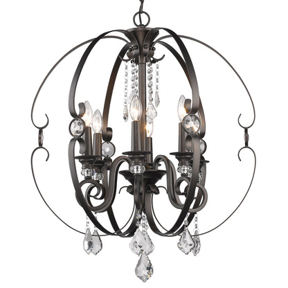 Ella 6 Light Chandelier - Brushed Etruscan Bronze - Golden Lighting