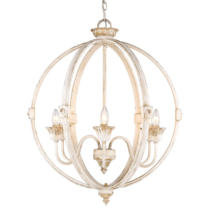 Jules 6 Light Chandelier - Antique Ivory - Golden Lighting