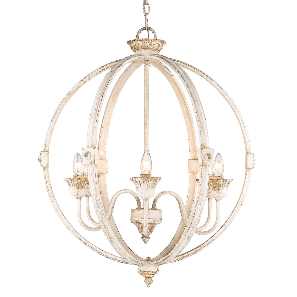 Jules 6 Light Chandelier - Antique Ivory - Golden Lighting