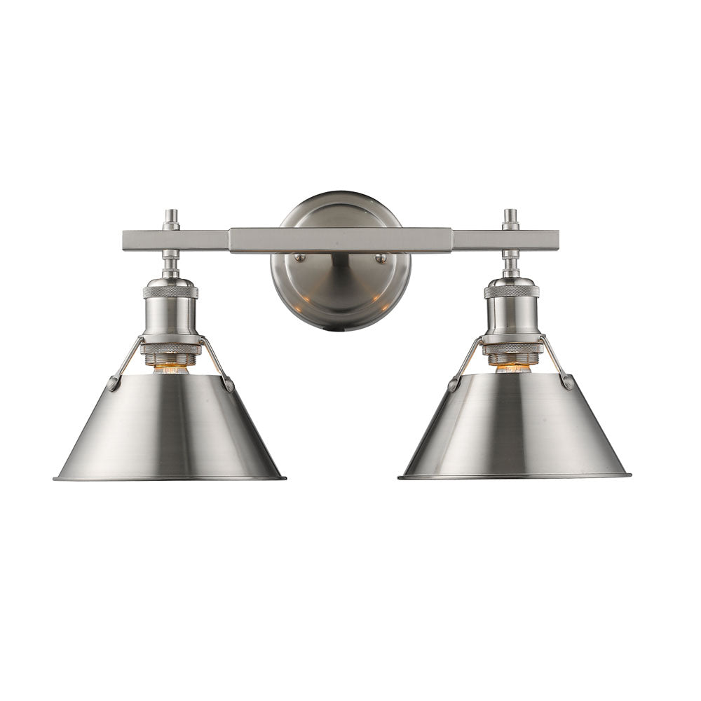 Orwell 2 Light Bath Vanity - Pewter / Pewter Shades - Golden Lighting