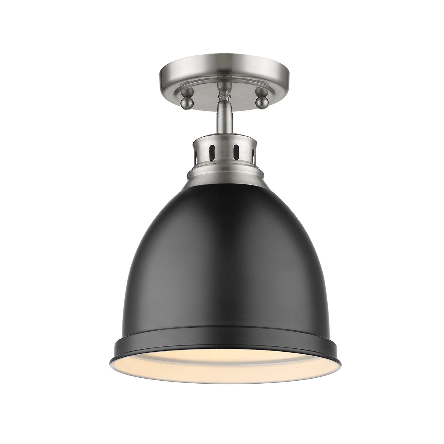 Duncan Flush Mount - Pewter / Matte Black Shade - Golden Lighting