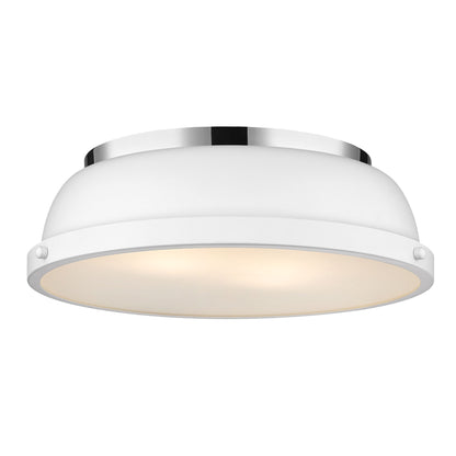 Duncan 14" Flush Mount - Chrome / Matte White Shade - Golden Lighting