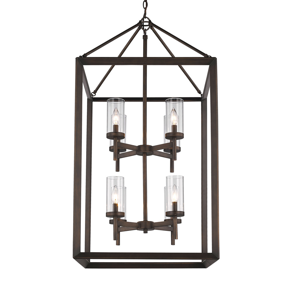 Smyth 8 Light Pendant (Gunmetal Bronze & Clear Glass) -  - Golden Lighting