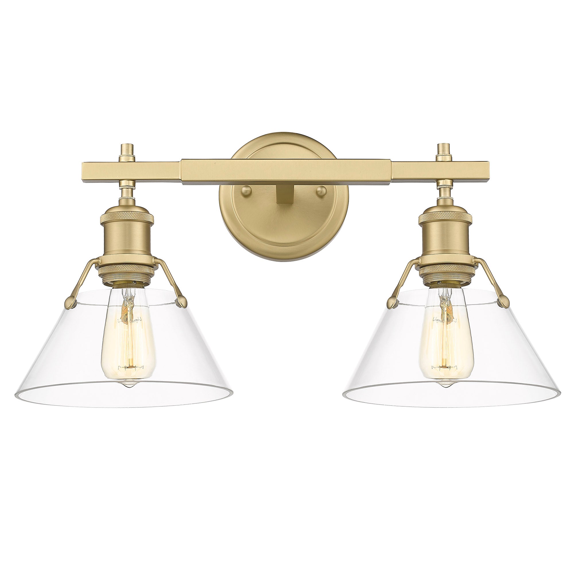 Orwell 2 Light Bath Vanity - Brushed Champagne Bronze / Clear Glass Shades - Golden Lighting