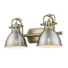 Duncan 2 Light Bath Vanity - Aged Brass / Pewter Shades - Golden Lighting